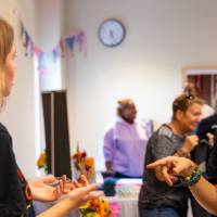 WGS Feminist Backlash Bash Students talking